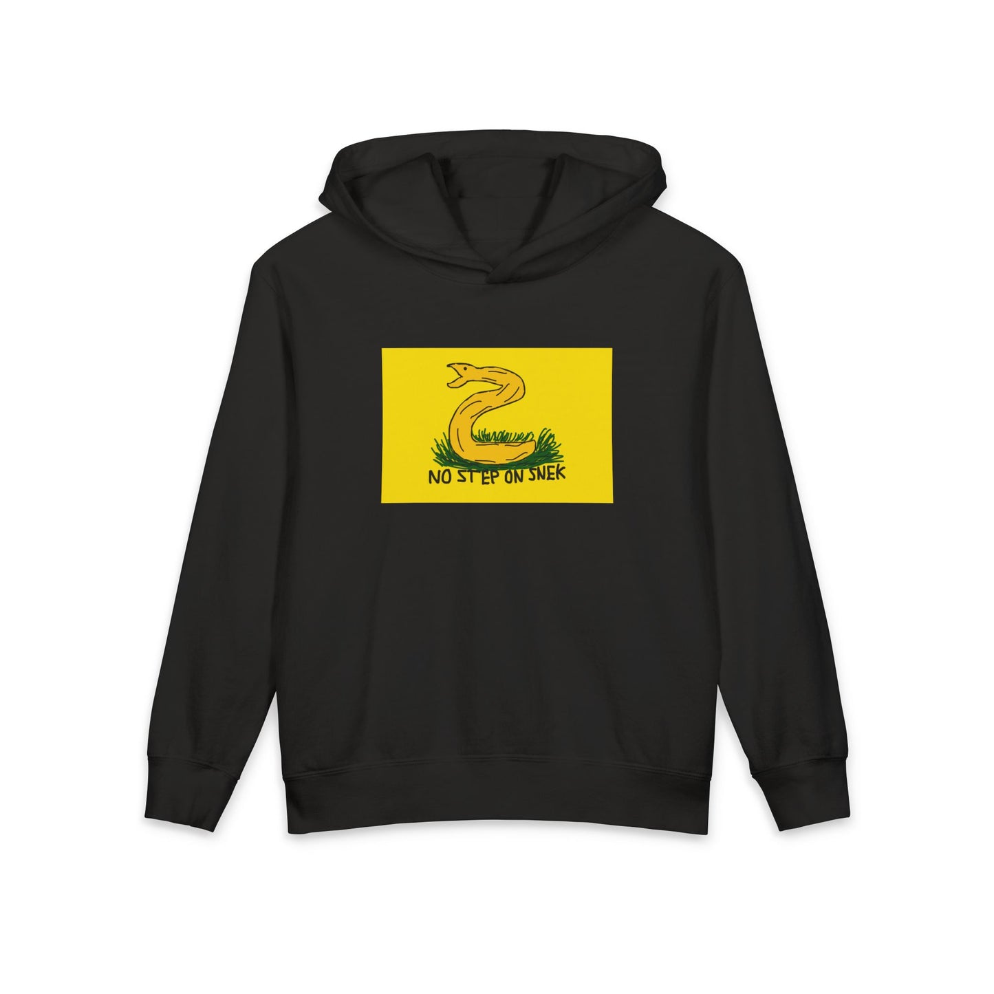 No Step on Snek Dont Tread on Me Gadsden Bad Drawing Libertarian Meme Graphic Kids Hooded Sweatshirt Comfort Colors 1467Y Hoodie