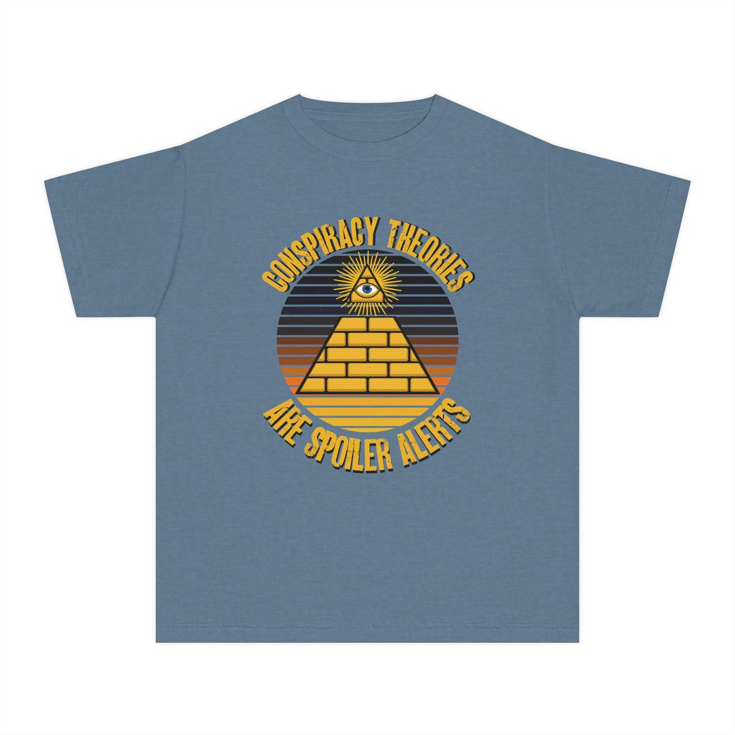 Conspiracy Theories Are Spoiler Alerts Meme Graphic Kids T-Shirt Comfort Colors 9018