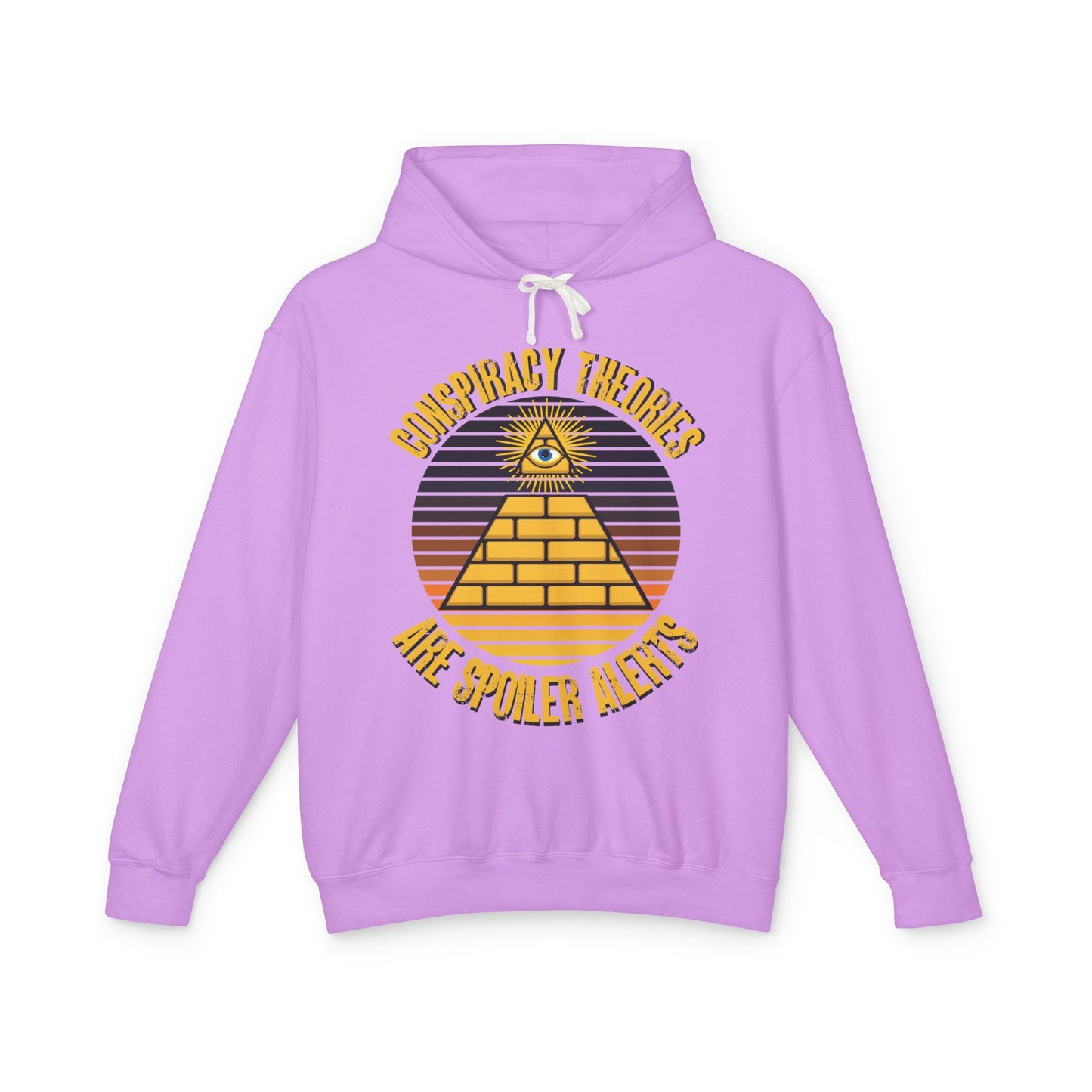 Conspiracy Theories Are Spoiler Alerts Hooded Sweatshirt Funny Conspiracy Realist Pyramid Illuminati Graphic Unisex 100% Cotton Hoodie (Lightweight) Gifts for Conspiracy Theorists