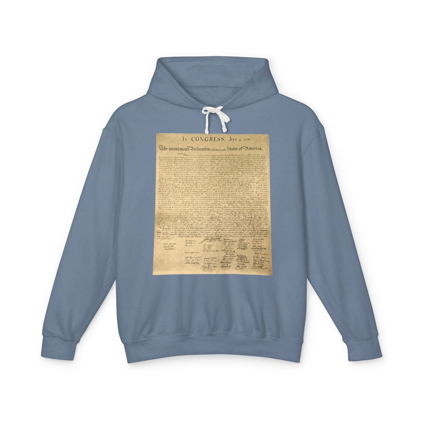 Declaration of Independence Graphic Unisex 100% Cotton Hoodie (Lightweight)