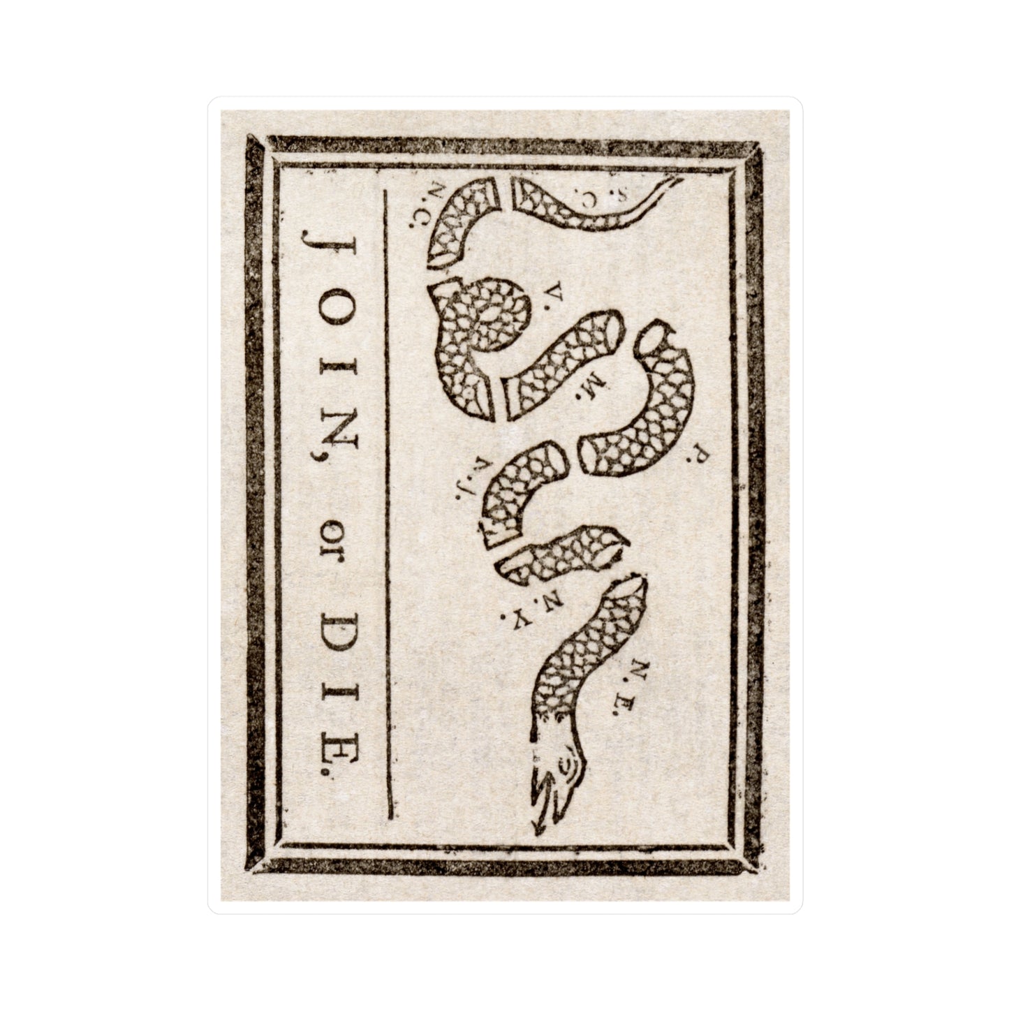 Join or Die Sticker American History Meme Libertarian Stickers Revolutionary War Snake Graphic (Vinyl)