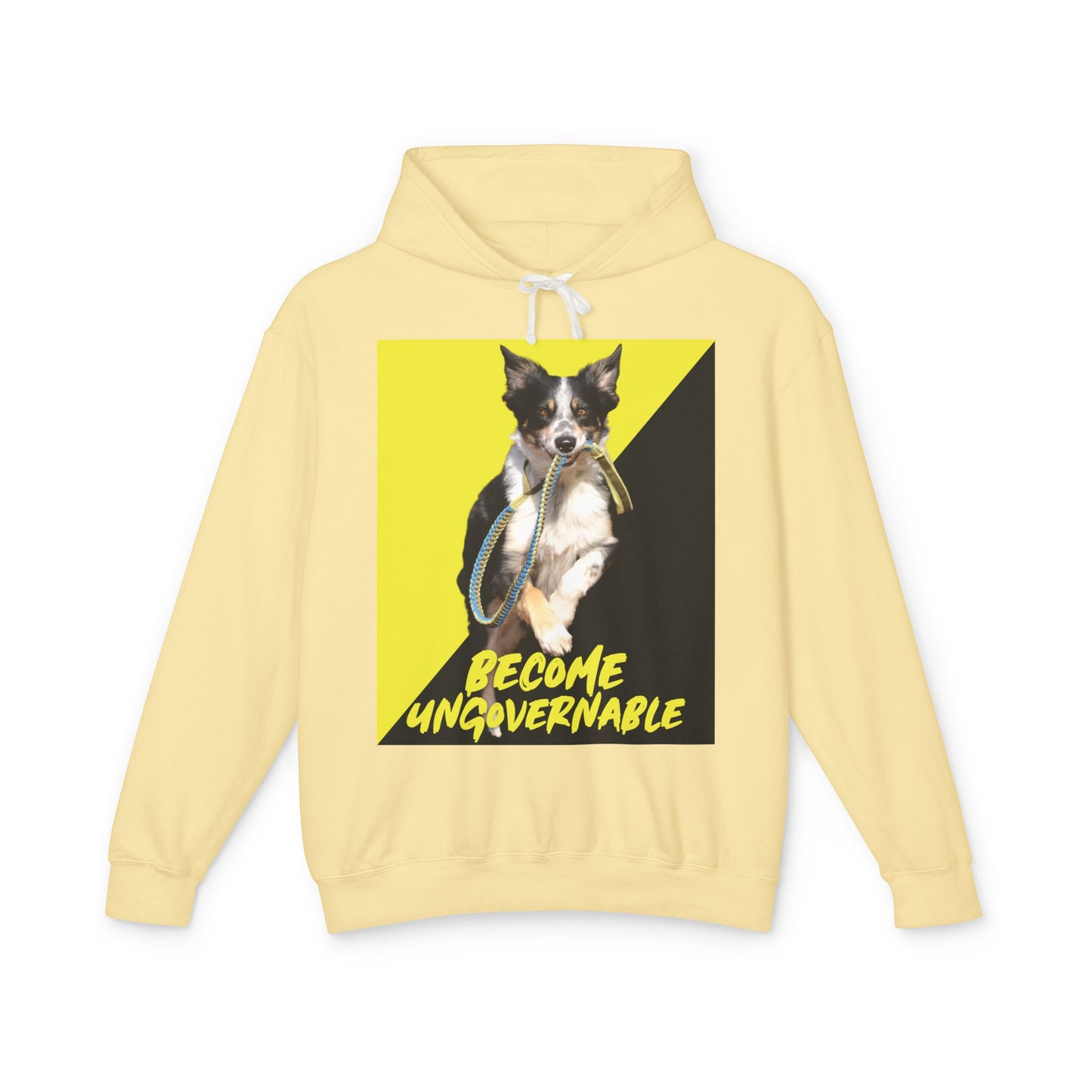 Become Ungovernable Hooded Sweatshirt Dog Voluntaryist Ancap Flag Graphic Anarchocapitalist Anarchist Libertarian Unisex 100% Cotton Hoodie (Lightweight)