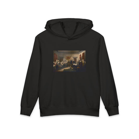 Declaration of Independence Painting John Trumbull 1776 Art Graphic Kids Hooded Sweatshirt Comfort Colors 1467Y Hoodie
