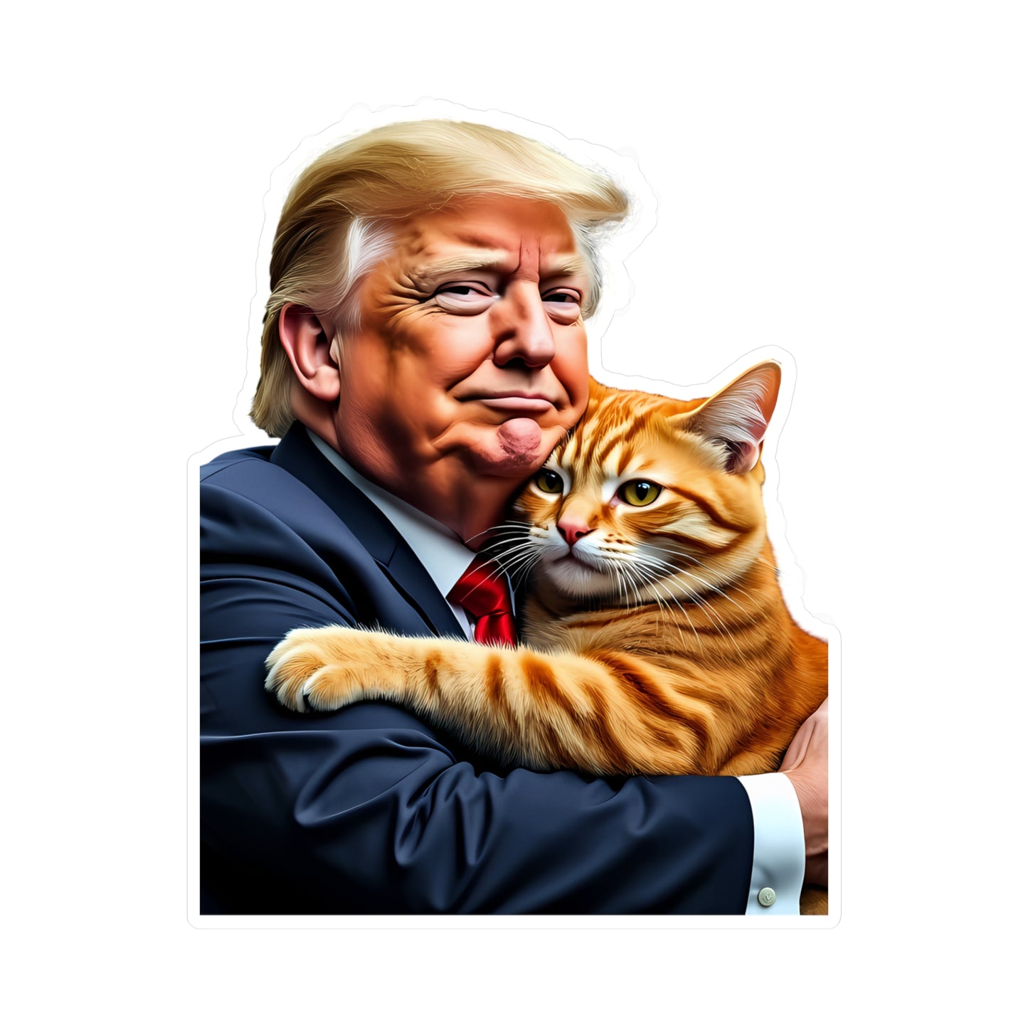 Donald Trump Holding Orange Cat Sticker They're Eating the Cats Trump 2024 Funny Graphic (Vinyl)