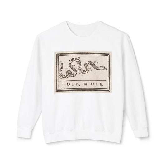 Join or Die Shirt Revolutionary War Snake Libertarian Graphic Unisex 100% Cotton Sweatshirt (Lightweight)