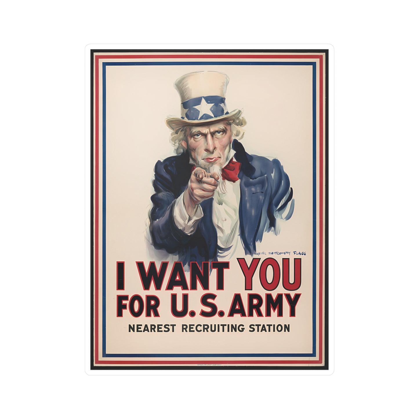 Uncle Sam Sticker WW1 Propaganda Poster I Want You for U.S. Army Stickers James Montgomery Flagg Art (Vinyl)