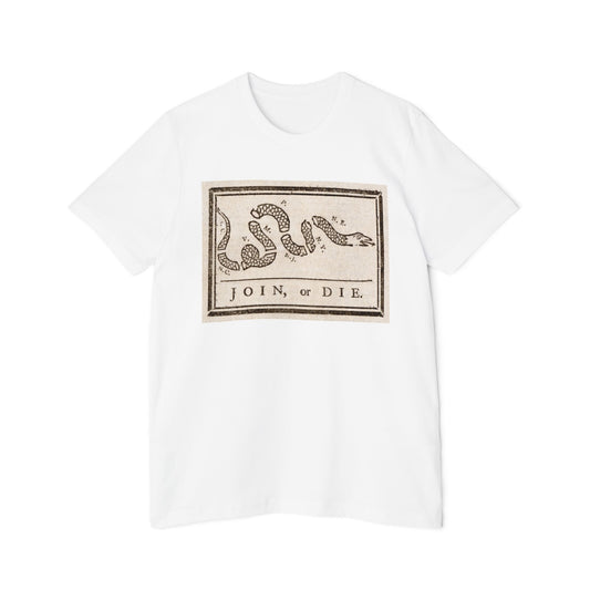 Join or Die Shirt Revolutionary War Snake Libertarian Graphic Unisex 100% Cotton Made in USA T-Shirt