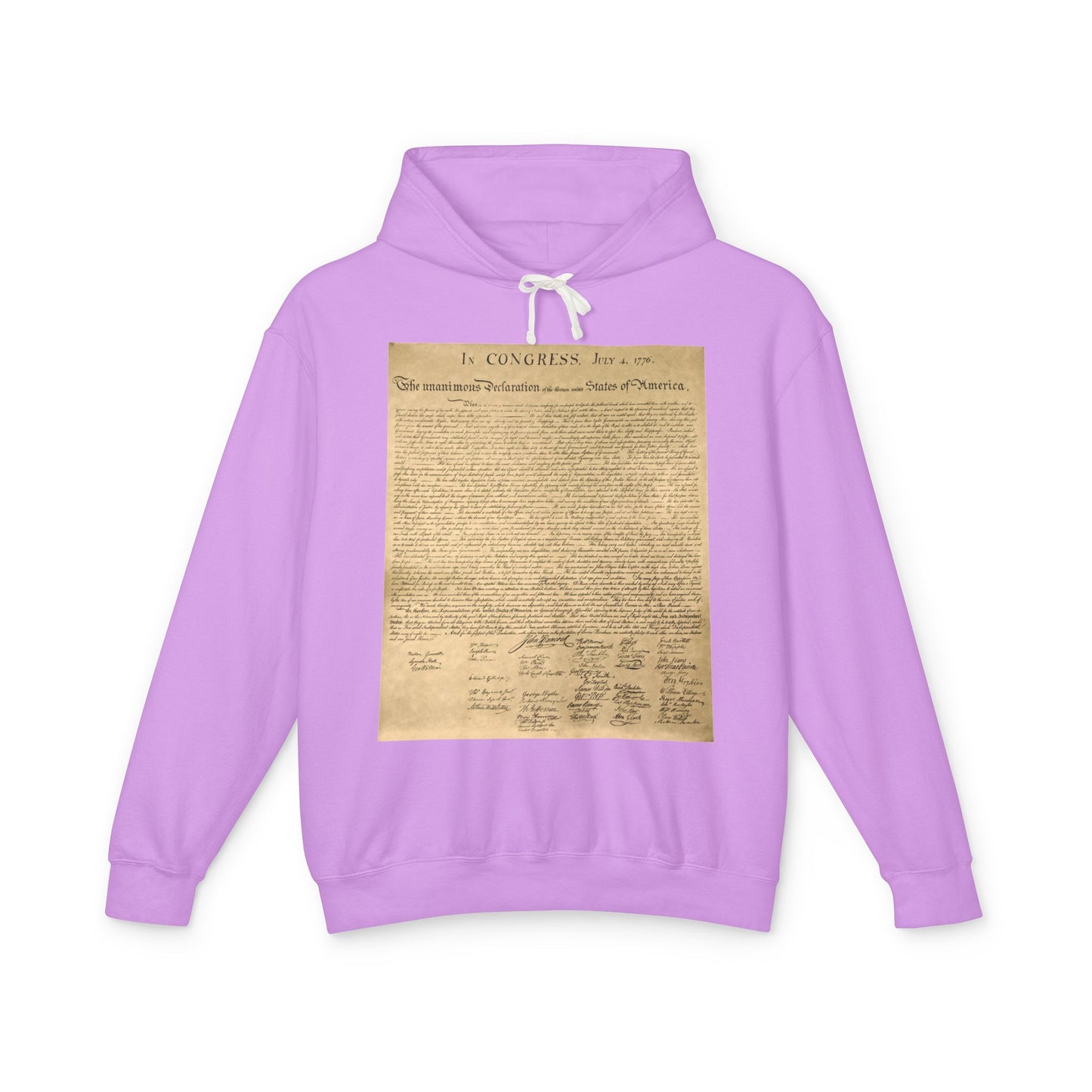 Declaration of Independence Graphic Unisex 100% Cotton Hoodie (Lightweight)