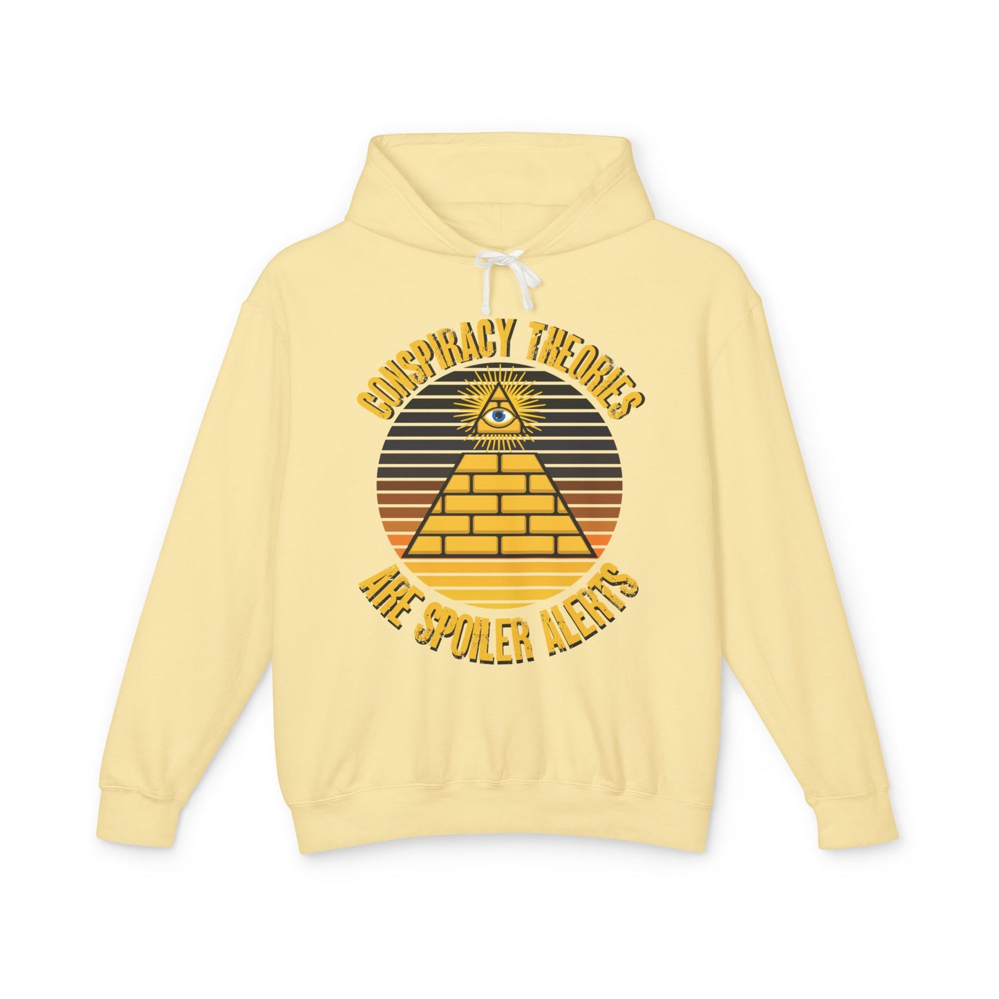 Conspiracy Theories Are Spoiler Alerts Hooded Sweatshirt Funny Conspiracy Realist Pyramid Illuminati Graphic Unisex 100% Cotton Hoodie (Lightweight) Gifts for Conspiracy Theorists