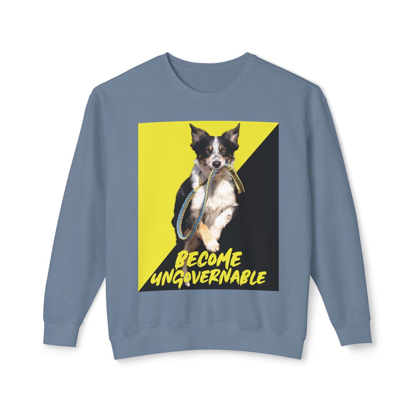 Become Ungovernable Sweater Dog Voluntaryist Ancap Flag Graphic Anarchocapitalist Anarchist Libertarian Unisex 100% Cotton Sweatshirt (Lightweight)