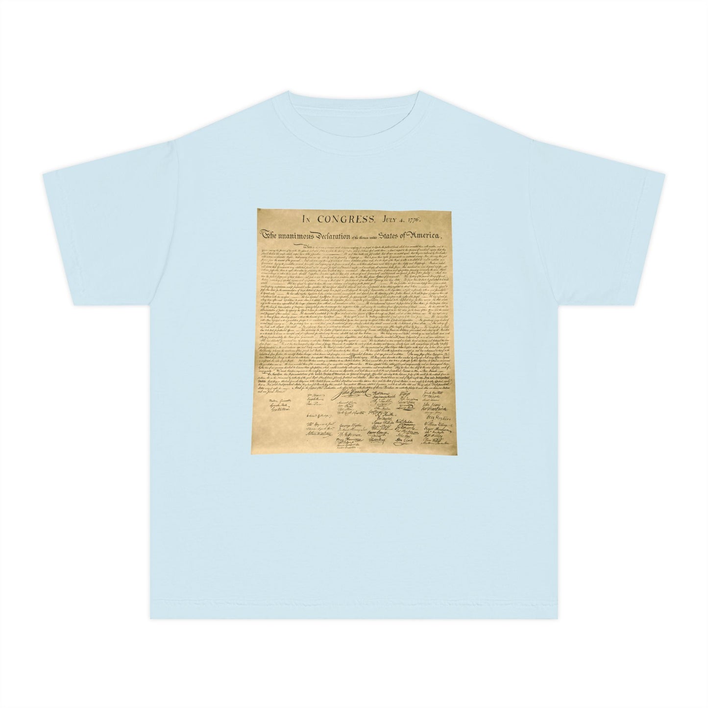 Declaration of Independence Document Graphic Libertarian Kids T-Shirt Comfort Colors 9018