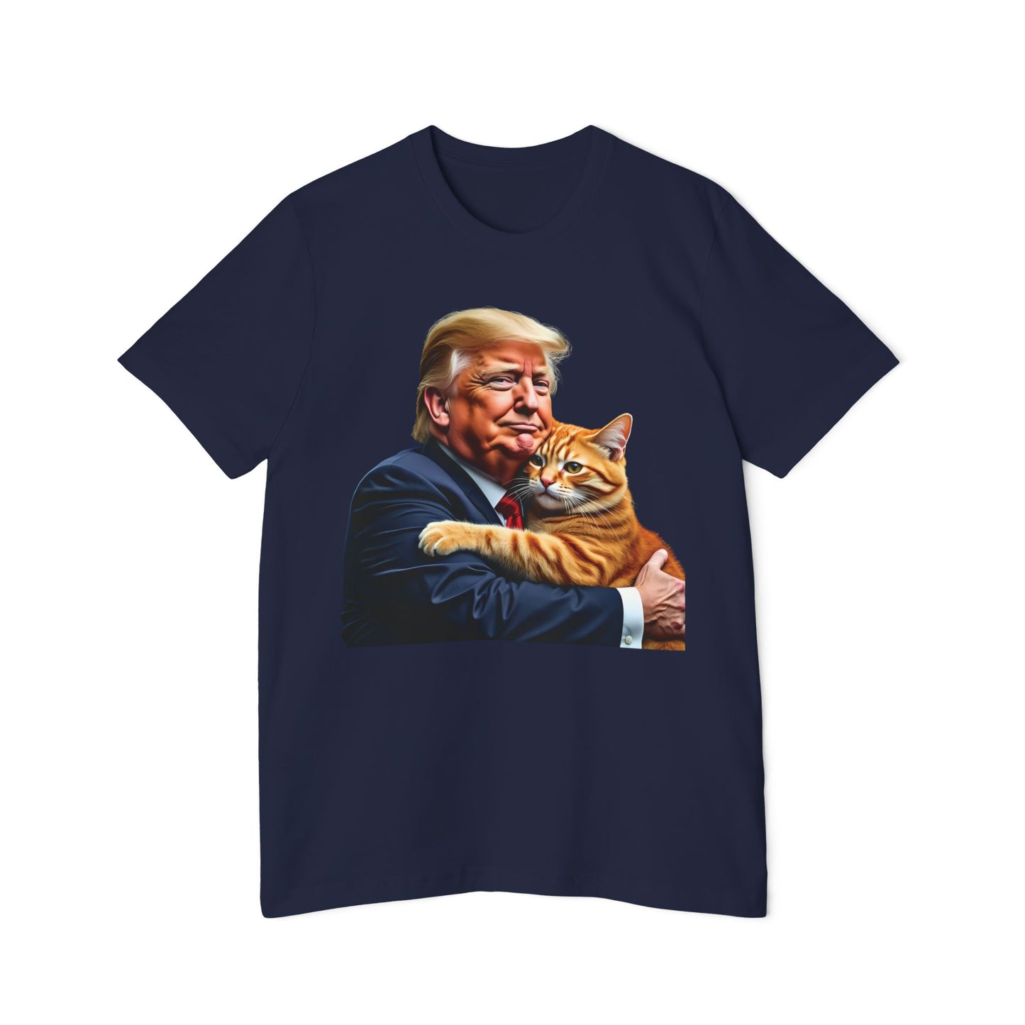 Donald Trump Holding Cat They're Eating the Cats Trump 2024 Funny Graphic Unisex 100% Cotton Made in USA T-Shirt