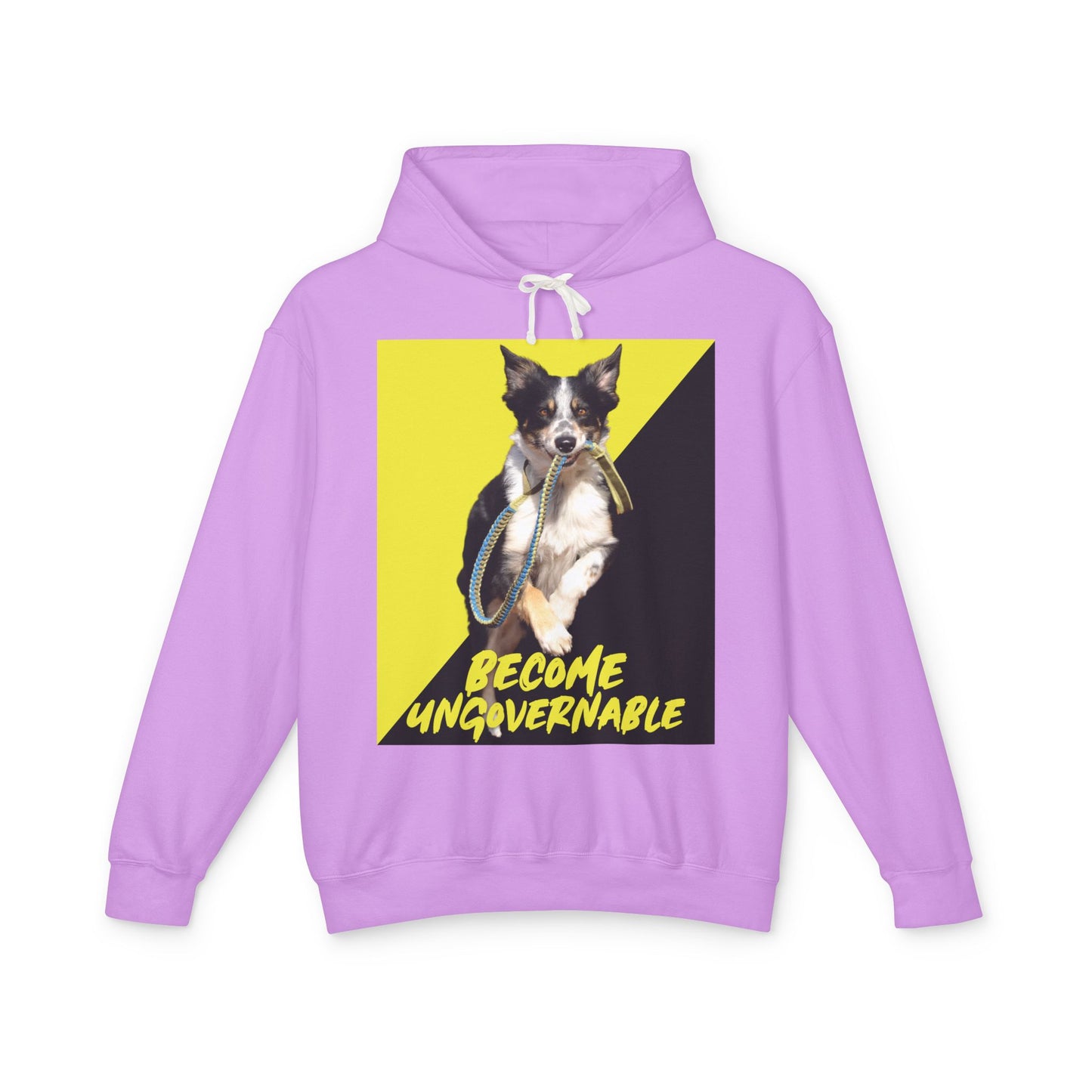 Become Ungovernable Hooded Sweatshirt Dog Voluntaryist Ancap Flag Graphic Anarchocapitalist Anarchist Libertarian Unisex 100% Cotton Hoodie (Lightweight)