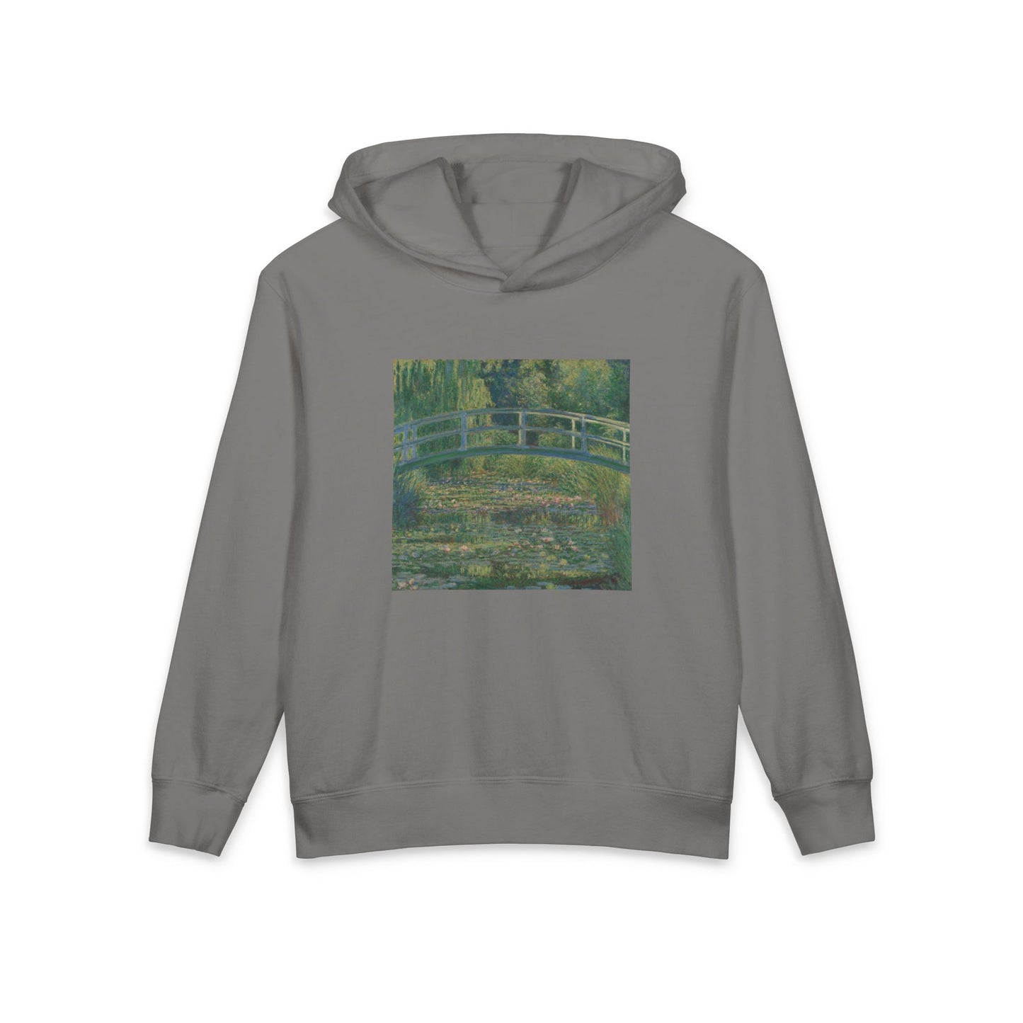 Water Lily Pond Bridge Claude Monet Famous Painting Art Graphic Kids Hooded Sweatshirt Comfort Colors 1467Y Hoodie
