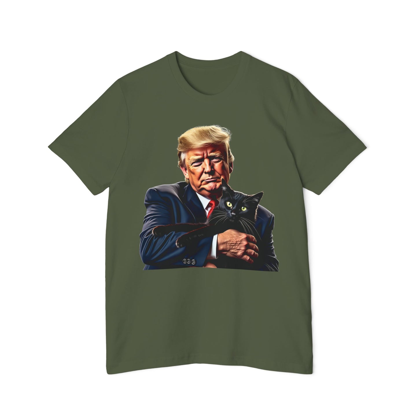 Donald Trump Holding Cat They're Eating the Cats Trump 2024 Funny Graphic Unisex 100% Cotton Made in USA T-Shirt