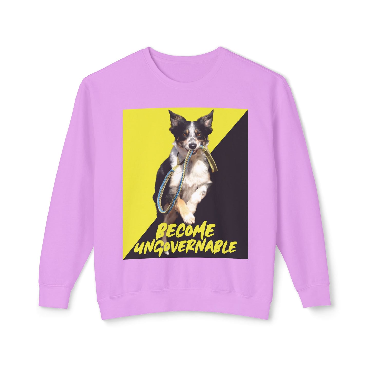 Become Ungovernable Sweater Dog Voluntaryist Ancap Flag Graphic Anarchocapitalist Anarchist Libertarian Unisex 100% Cotton Sweatshirt (Lightweight)