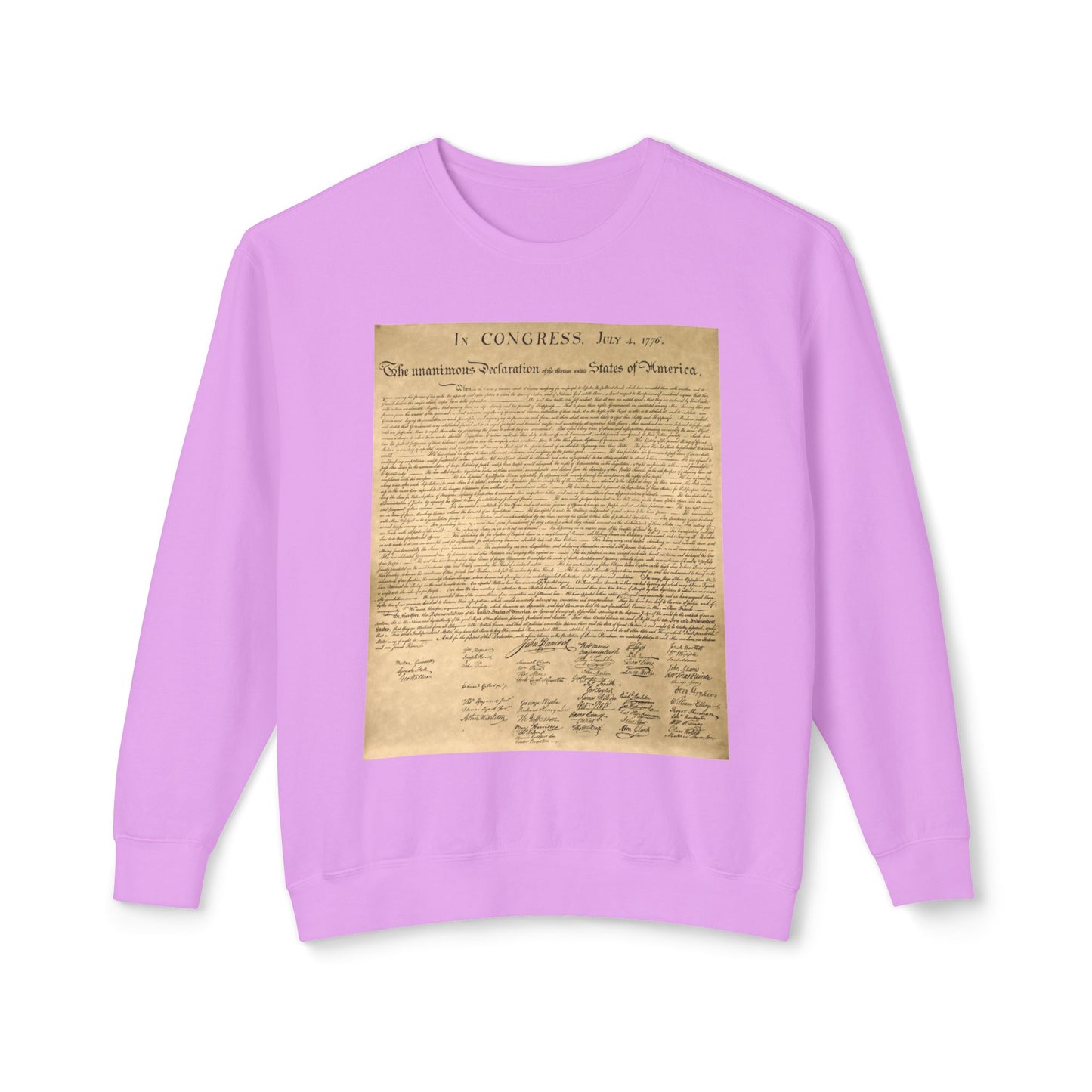 Declaration of Independence Graphic 100% Cotton Sweatshirt (Lightweight)