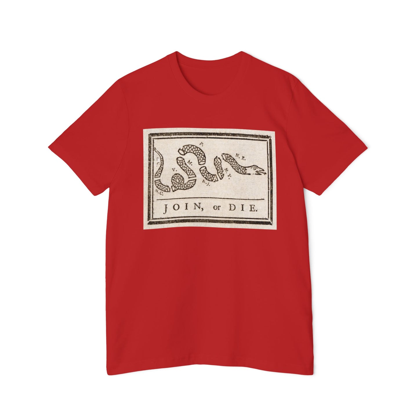 Join or Die Shirt Revolutionary War Snake Libertarian Graphic Unisex 100% Cotton Made in USA T-Shirt