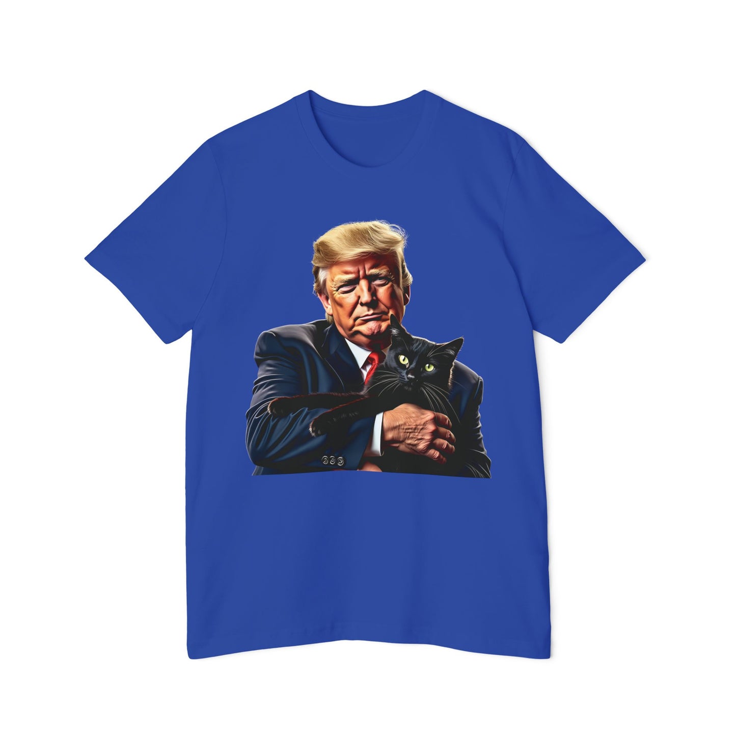 Donald Trump Holding Cat They're Eating the Cats Trump 2024 Funny Graphic Unisex 100% Cotton Made in USA T-Shirt