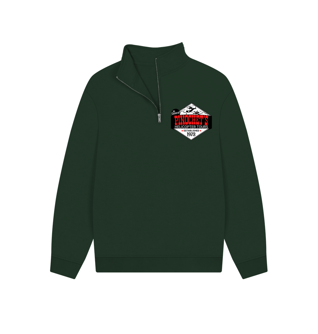 Evergreen Pinochet's Helicopter Tours Unisex 100% Organic Cotton Quarter Zip Sweatshirt