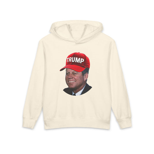 JFK Wearing Trump Hat MAGA Meme Graphic Kids Hooded Sweatshirt Comfort Colors 1467Y Hoodie