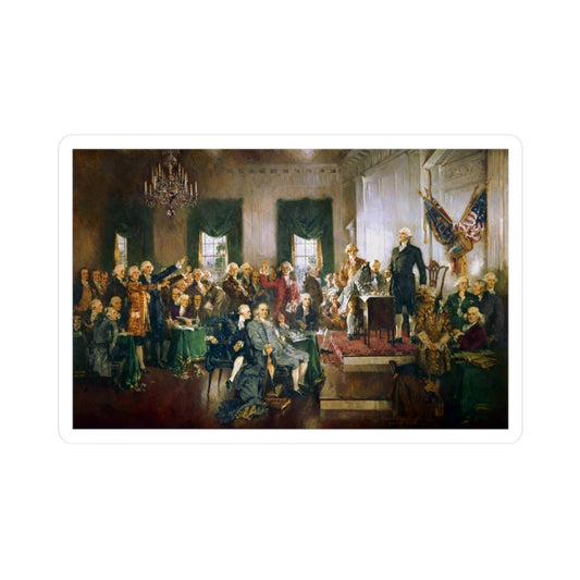 Scene at the Signing of the Constitution of the United States Sticker 1787 Patriotic Art Libertarian Stickers (Vinyl)