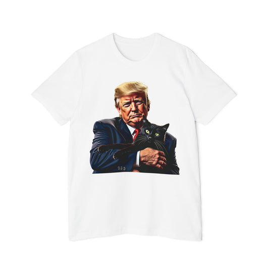 Donald Trump Holding Cat They're Eating the Cats Trump 2024 Funny Graphic Unisex 100% Cotton Made in USA T-Shirt