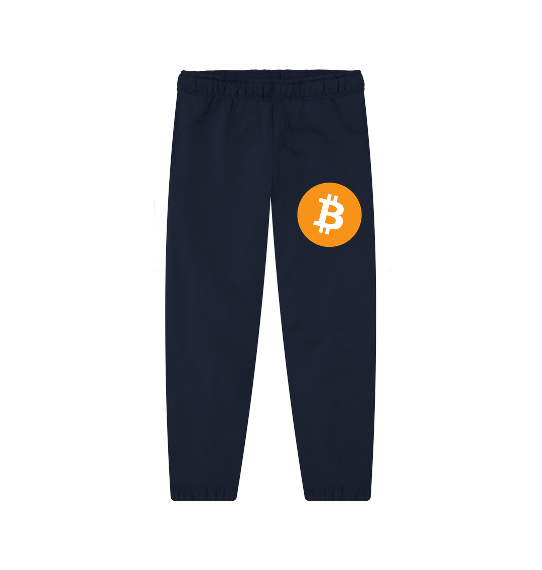 Navy Bitcoin Logo BTC 100% Organic Cotton Sweatpants (Unisex)