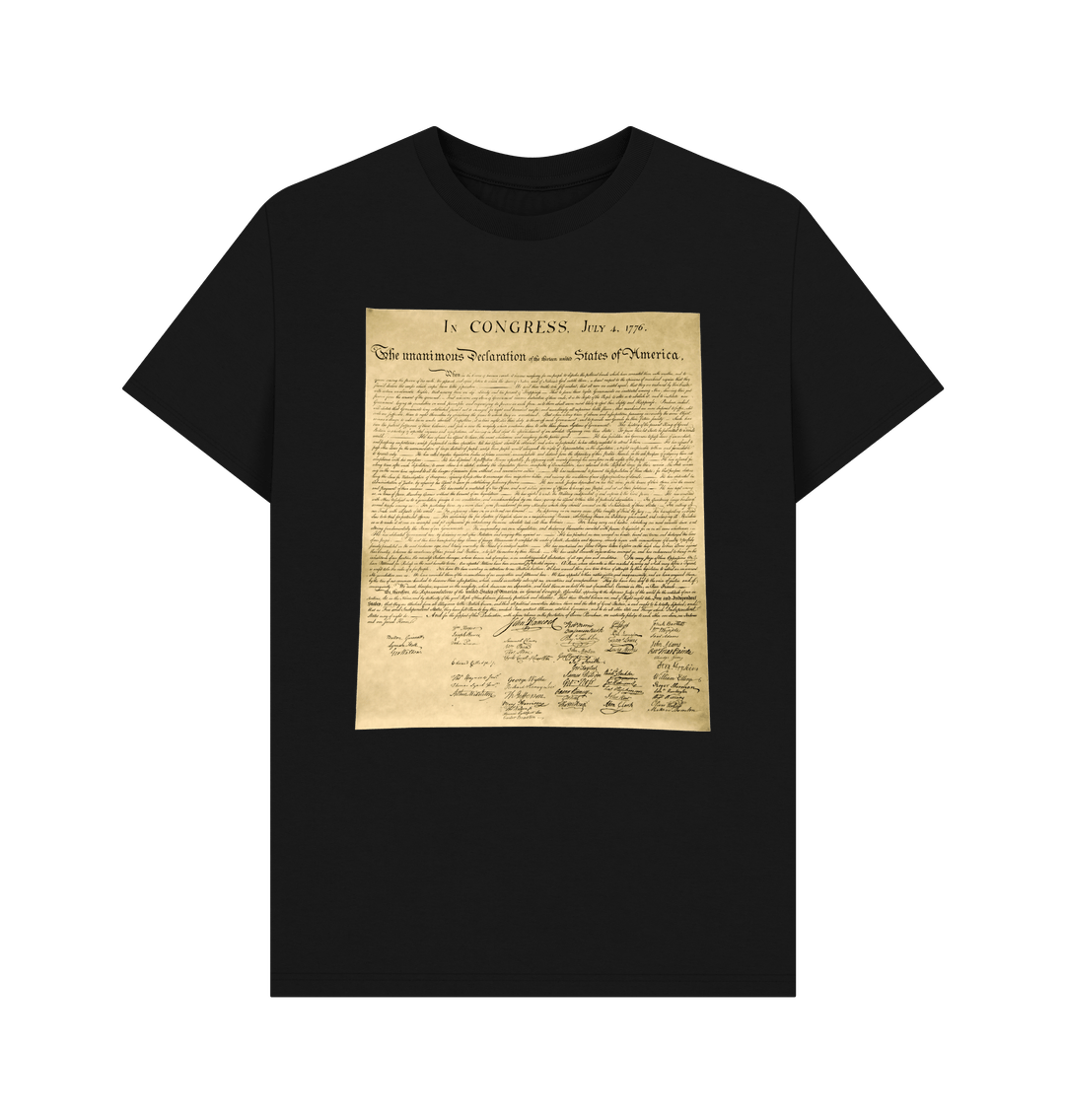 Black Declaration of Independence Shirt 100% Organic Cotton Graphic Tee Conservative Tee Shirts T-Shirt