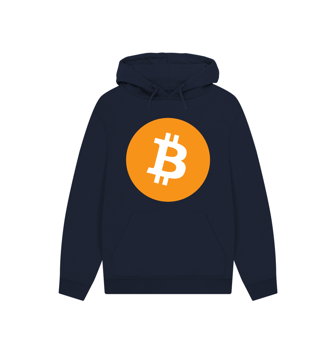 Navy Bitcoin Logo BTC 100% Organic Cotton Hoodie (Unisex)