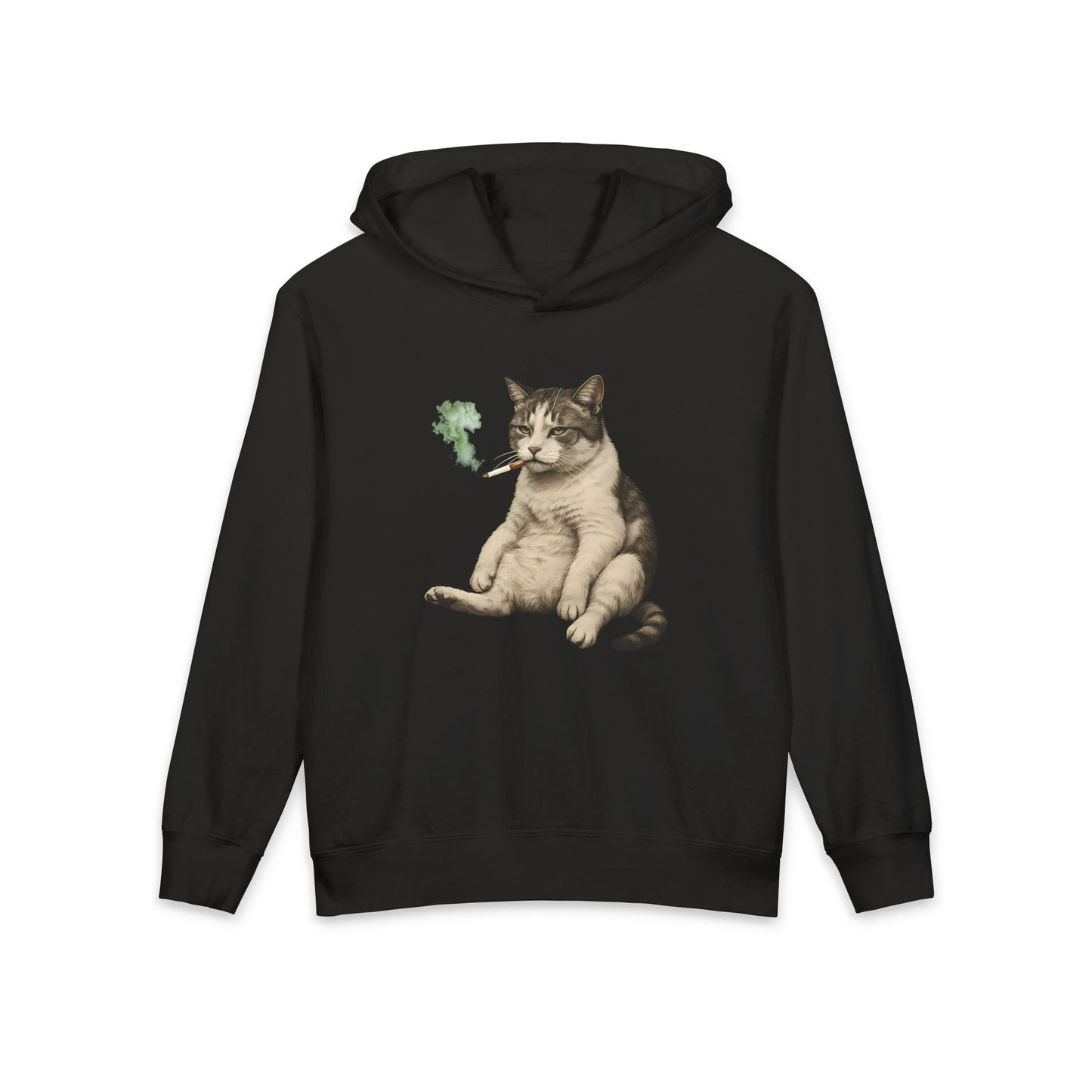 Chunky Cat Smoking Cigarette Gen Z Meme Graphic Kids Hooded Sweatshirt Comfort Colors 1467Y Hoodie