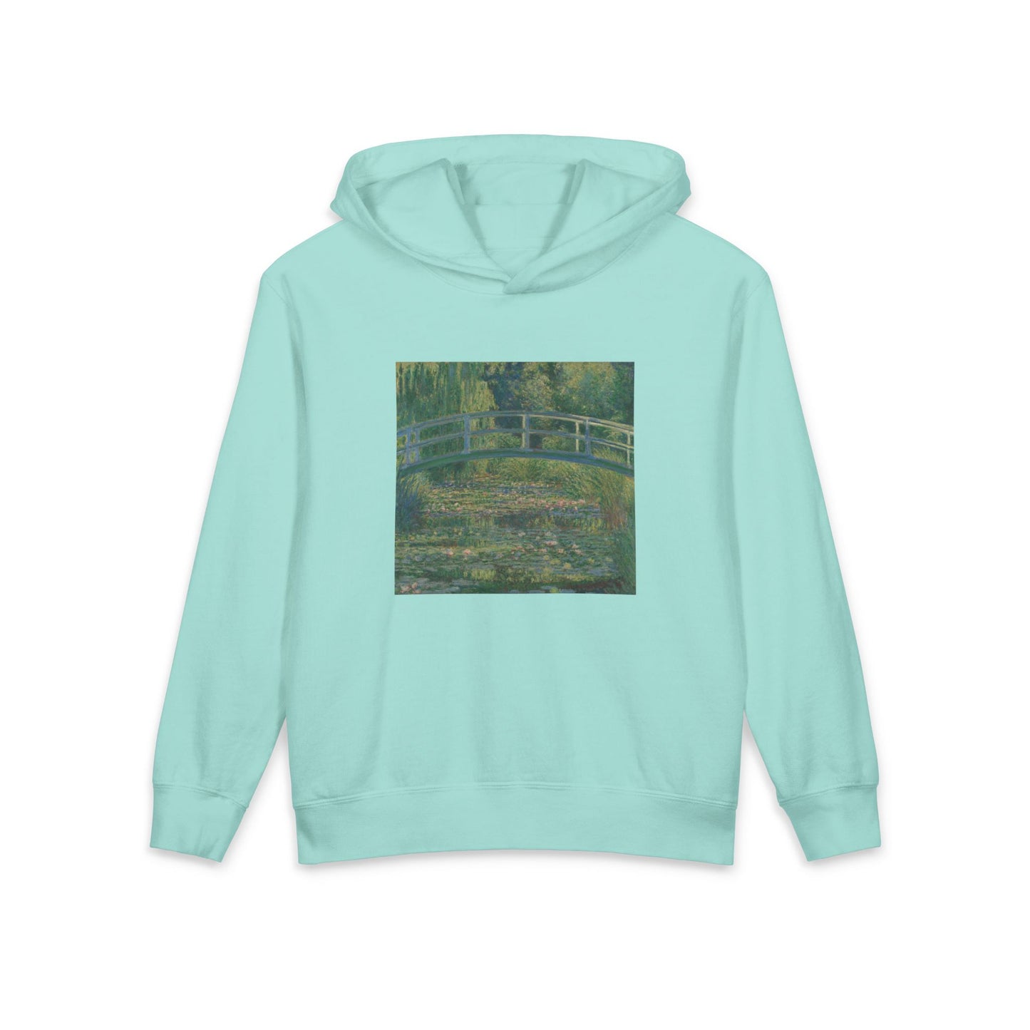 Water Lily Pond Bridge Claude Monet Famous Painting Art Graphic Kids Hooded Sweatshirt Comfort Colors 1467Y Hoodie