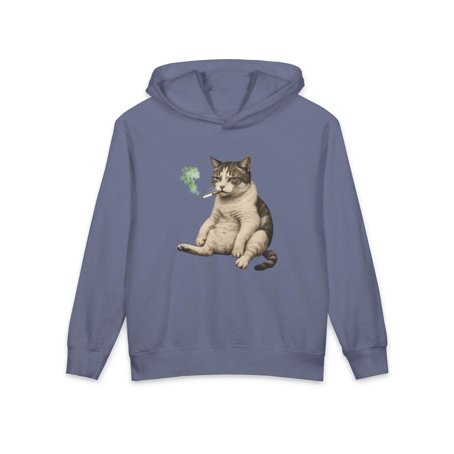 Chunky Cat Smoking Cigarette Gen Z Meme Graphic Kids Hooded Sweatshirt Comfort Colors 1467Y Hoodie