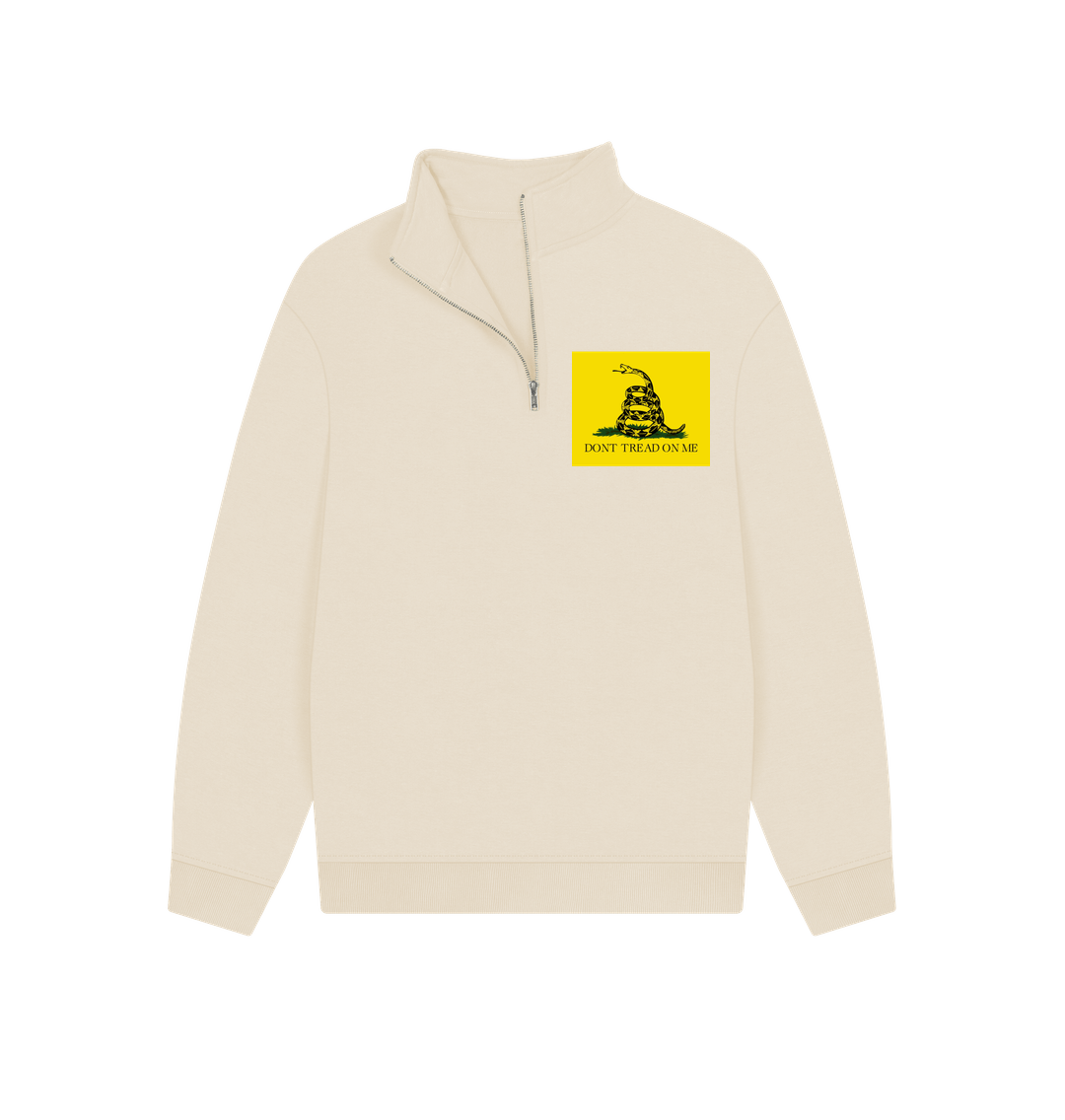 Oat Don't Tread On Me Gadsden Flag Graphic Unisex 100% Organic Cotton Quarter Zip Sweatshirt