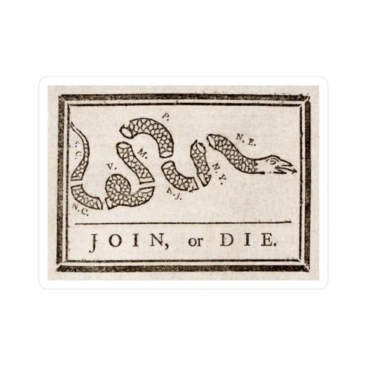 Join or Die Sticker American History Meme Libertarian Stickers Revolutionary War Snake Graphic (Vinyl)