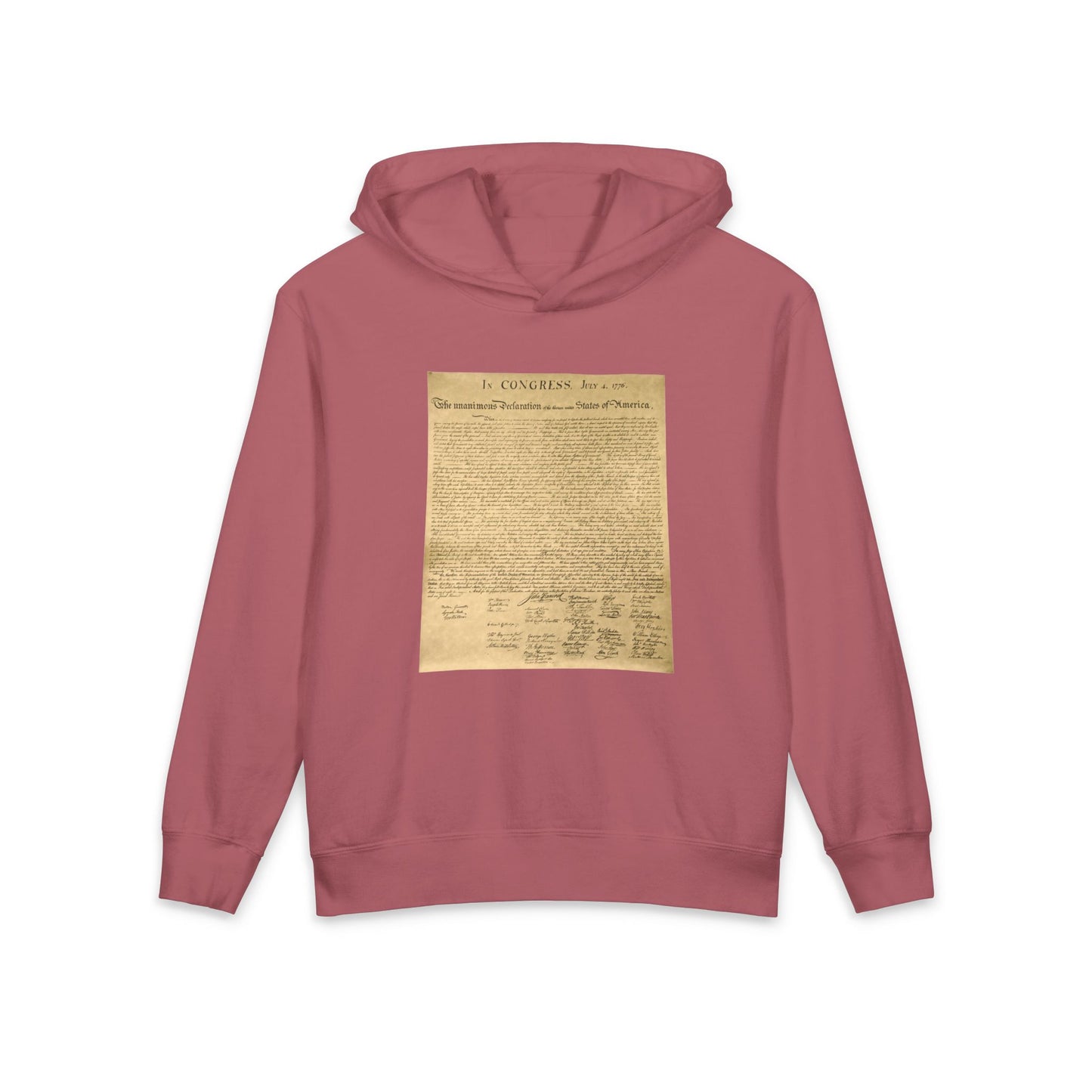 Declaration of Independence Document Graphic Libertarian Kids Hooded Sweatshirt Comfort Colors 1467Y Hoodie