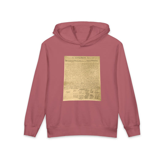 Declaration of Independence Document Graphic Libertarian Kids Hooded Sweatshirt Comfort Colors 1467Y Hoodie