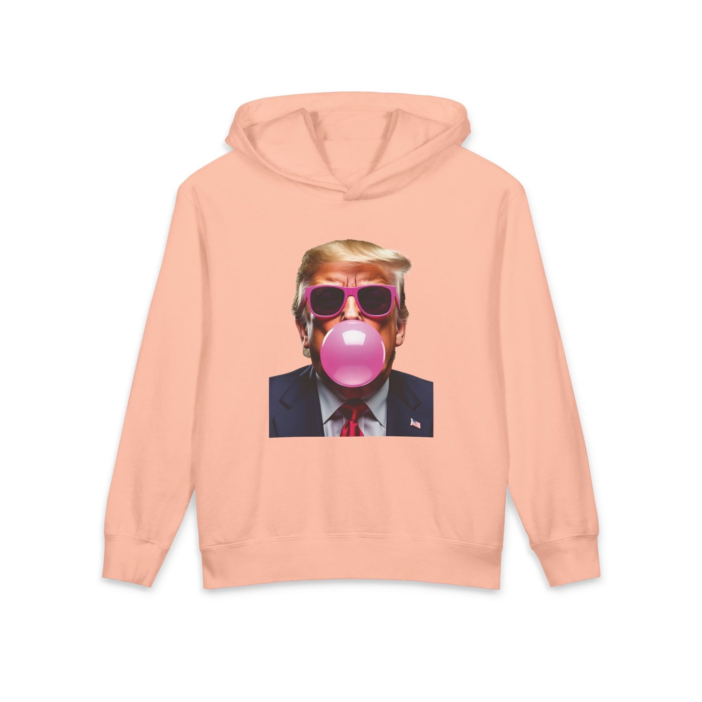Donald Trump Blowing Bubble Gum Meme Graphic Kids Hooded Sweatshirt Comfort Colors 1467Y Hoodie