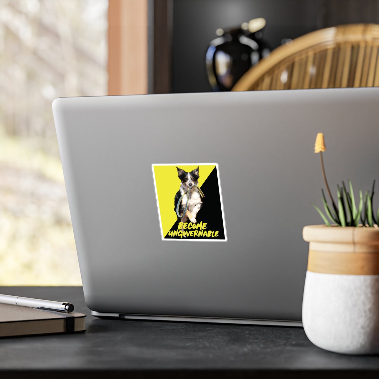 Become Ungovernable Sticker Dog Voluntaryist Ancap Flag Graphic Anarchocapitalist Anarchist Libertarian Stickers (Vinyl)