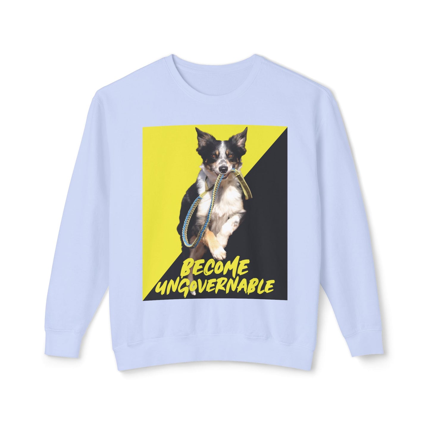 Become Ungovernable Sweater Dog Voluntaryist Ancap Flag Graphic Anarchocapitalist Anarchist Libertarian Unisex 100% Cotton Sweatshirt (Lightweight)