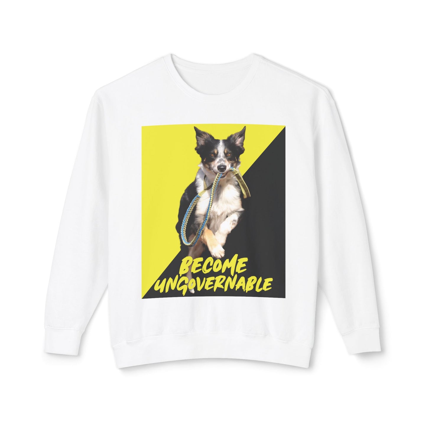 Become Ungovernable Sweater Dog Voluntaryist Ancap Flag Graphic Anarchocapitalist Anarchist Libertarian Unisex 100% Cotton Sweatshirt (Lightweight)