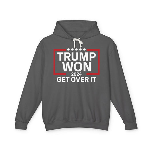 Trump Won 2024 Get Over It Funny Unisex 100% Cotton Hoodie (Lightweight)