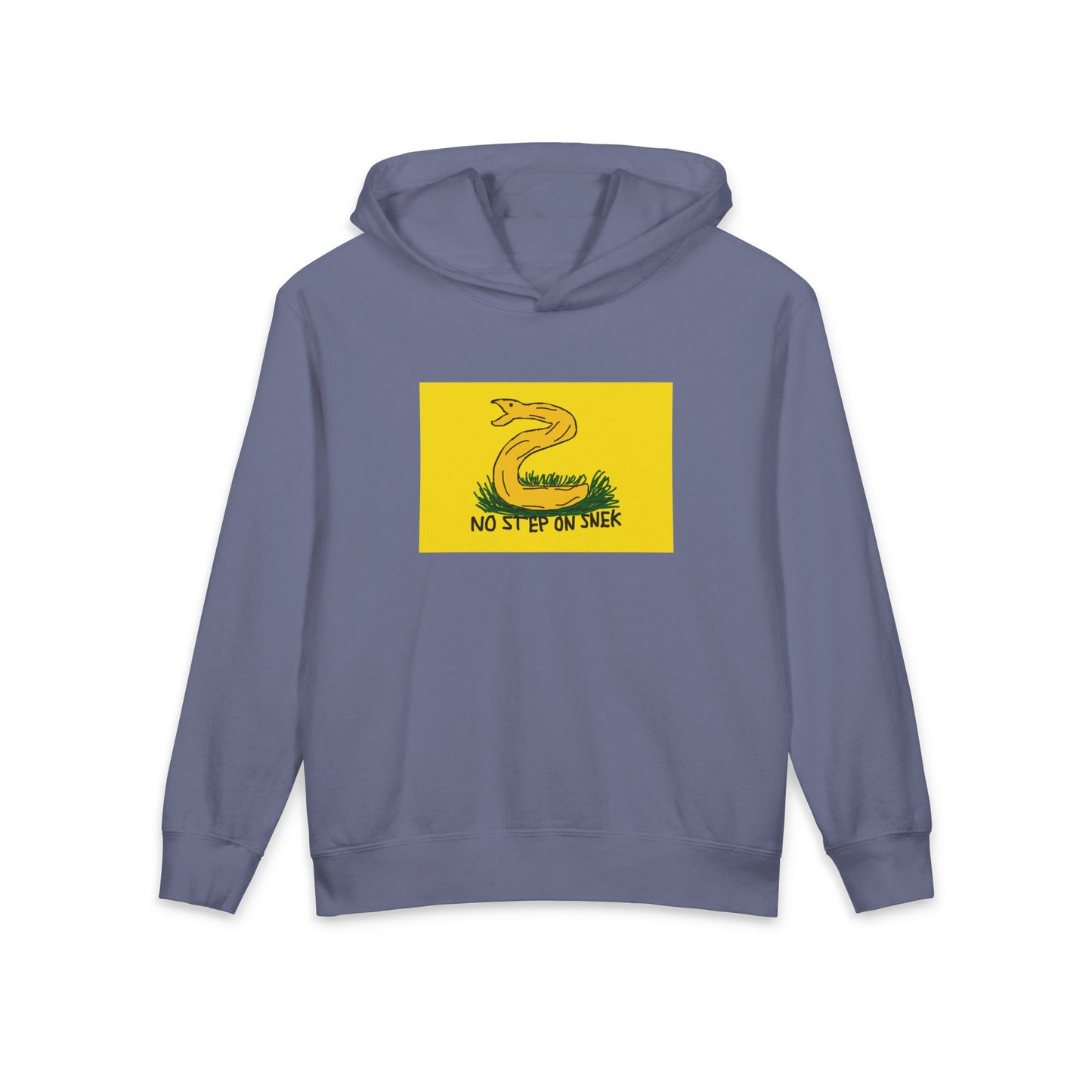 No Step on Snek Dont Tread on Me Gadsden Bad Drawing Libertarian Meme Graphic Kids Hooded Sweatshirt Comfort Colors 1467Y Hoodie