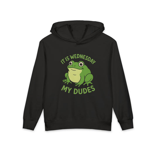 It Is Wednesday My Dudes Frog Meme Graphic Kids Hooded Sweatshirt Comfort Colors 1467Y Hoodie