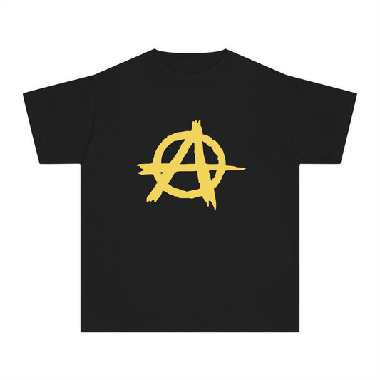 Yellow Anarchy Symbol Political Anarchist Anarchism Kids T-Shirt Comfort Colors 9018
