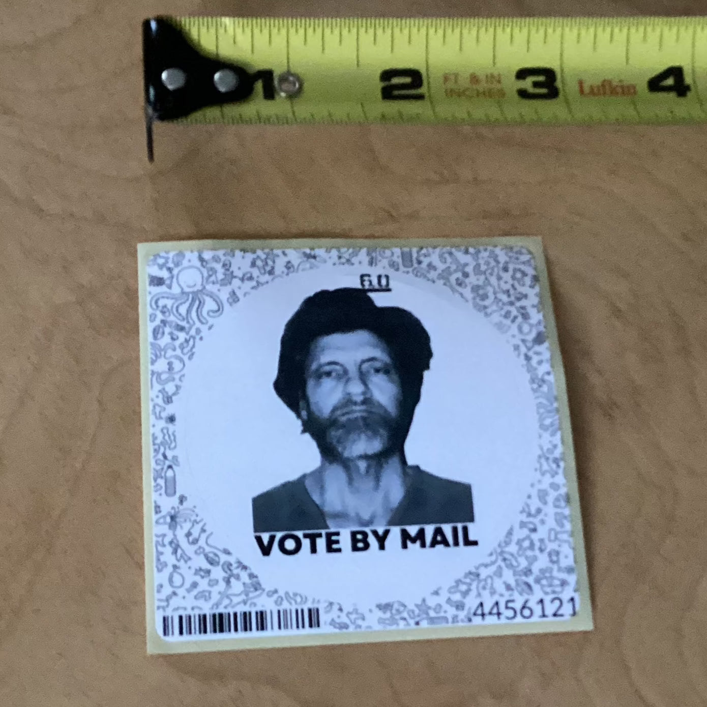 Vote By Mail Ted Kaczynski Libertarian Meme Graphic Stickers (2.35") with No Plastic Packaging