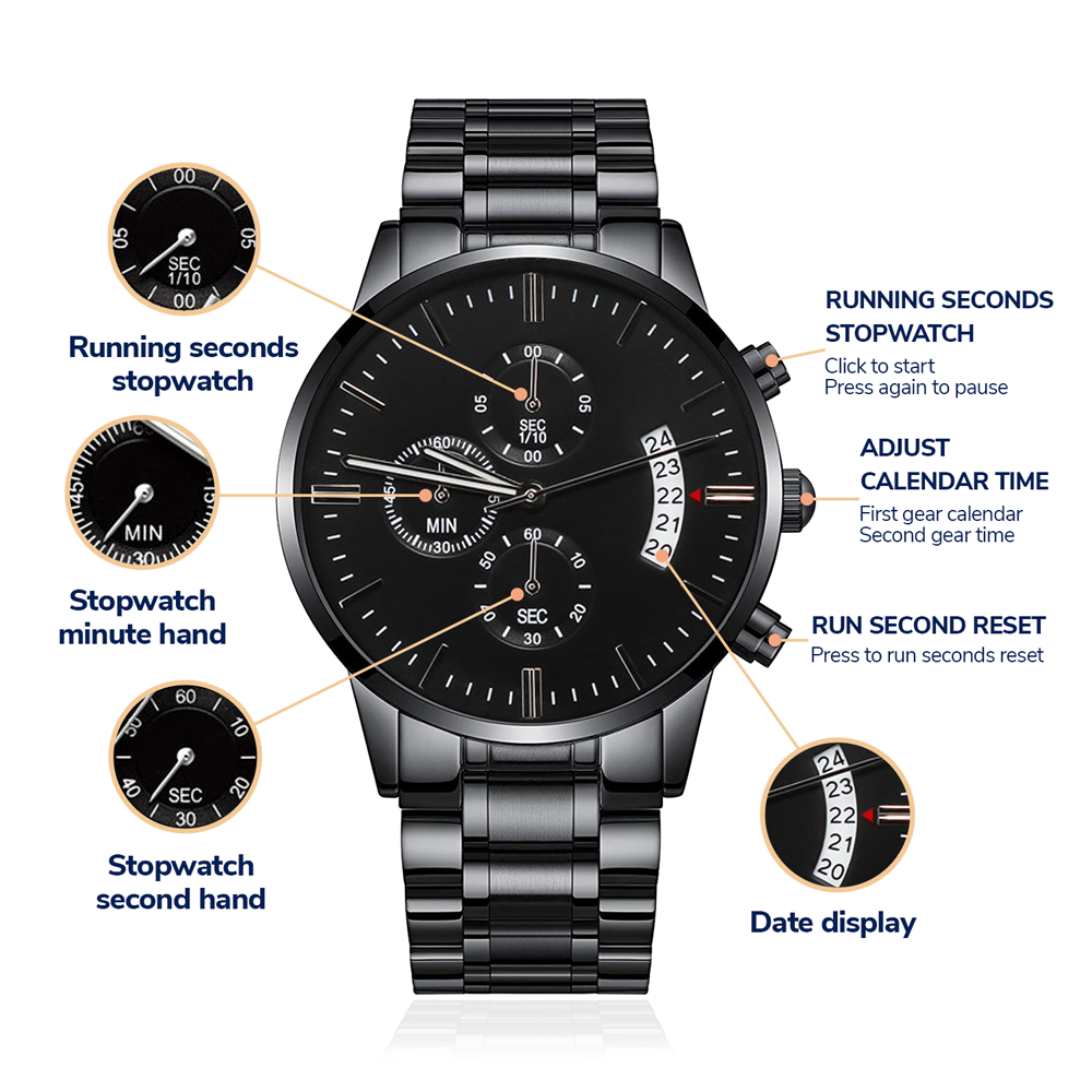 Chronograph Watch (Black) with CensoredShop.com Engraved on the Back