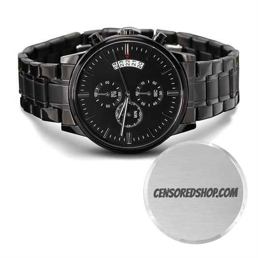 Chronograph Watch (Black) with CensoredShop.com Engraved on the Back