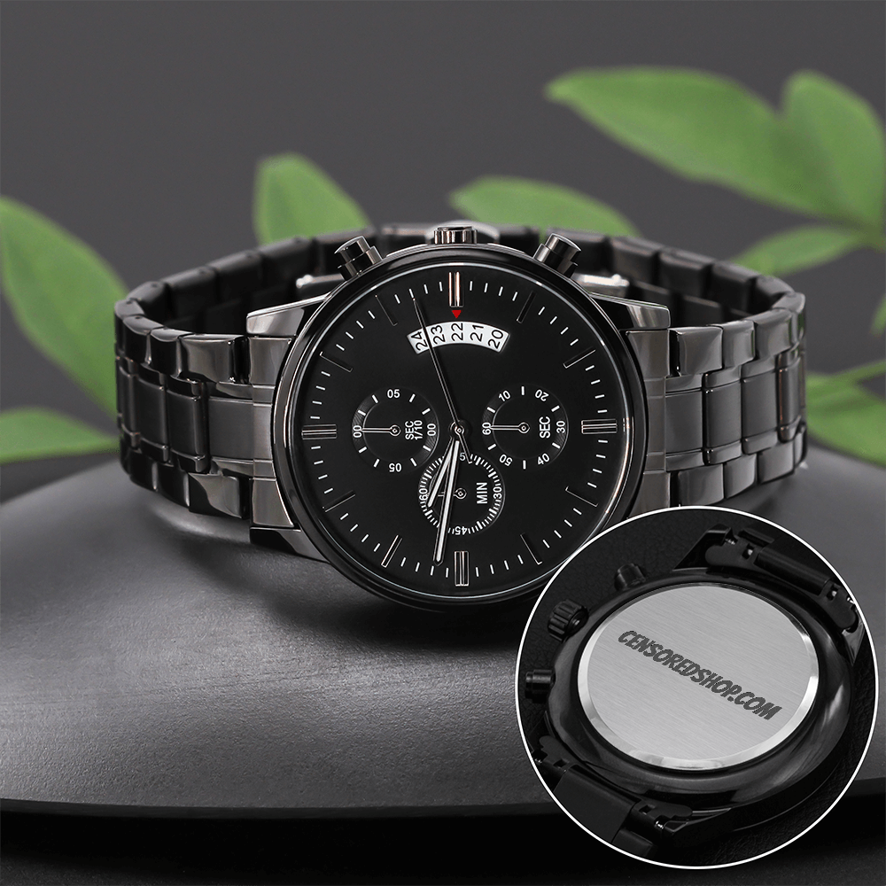 Chronograph Watch (Black) with CensoredShop.com Engraved on the Back