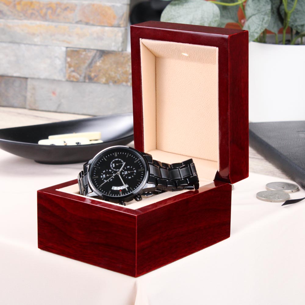 Chronograph Watch (Black) with CensoredShop.com Engraved on the Back